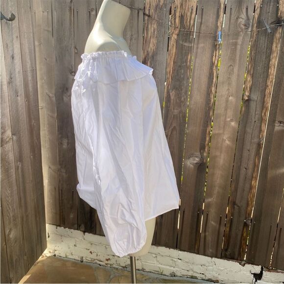 Hill House White Ruffled Lens Off-Shoulder Blouse size medium NWT - Picture 13 of 14